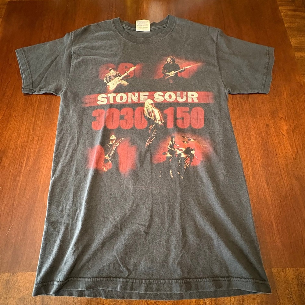 Vintage Y2K Stone Sour "30/30-150" Band T-Shirt Core Taylor Merch Gray Size S
